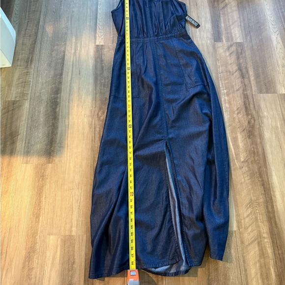 New York & Co Dress Women M Navy Sleeveless Pocket Cotton Sateen Long Maxi NWT - Picture 8 of 12